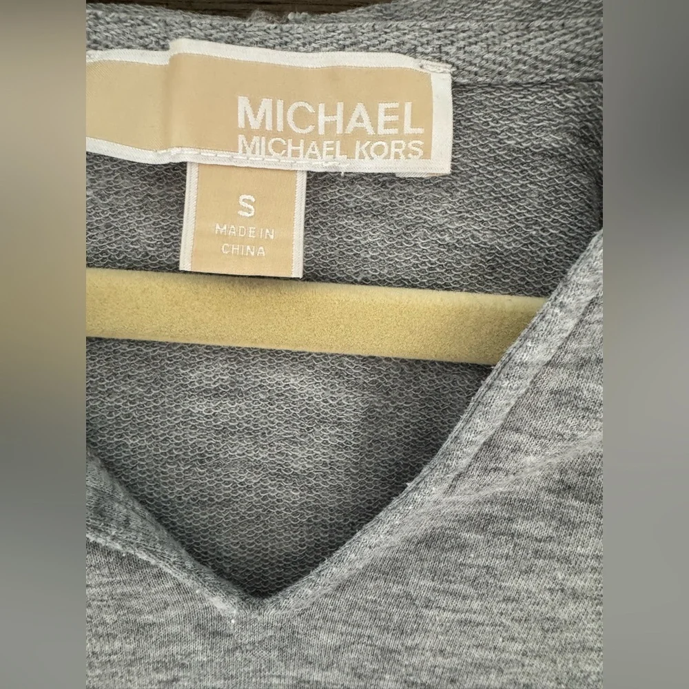 Michael Kors Hoodie EUC Gray Lace up Grommet Long Sleeve Tee Sweatshirt
